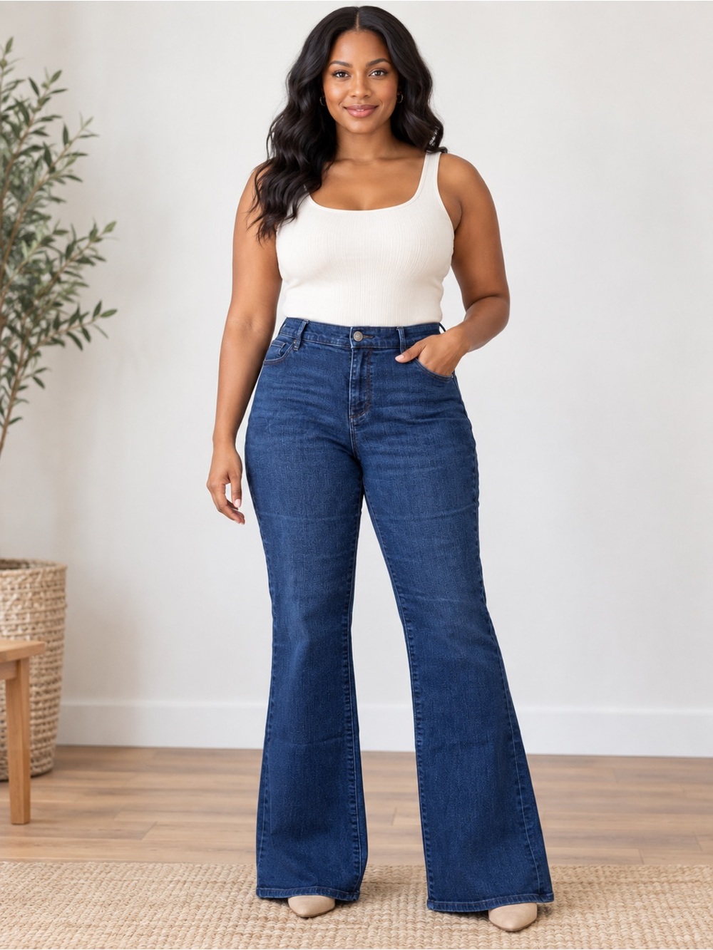 Ann Taylor LOFT Size 32/14 Dark Wash Flare Jeans Stretch Denim